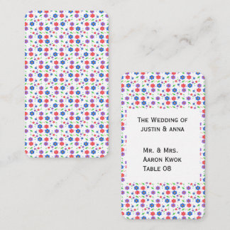Cartão De Lugar Padrão Floral Vibrante em Aquarela com Flores Silv