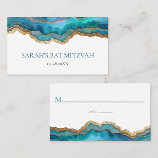 Cartão de lugar para Bar Mitzvah de Ágata Azul Our