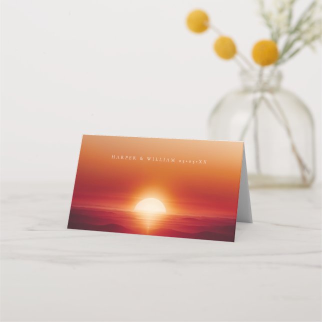 Cartão de lugar para casamento Red Sunset (Verso)