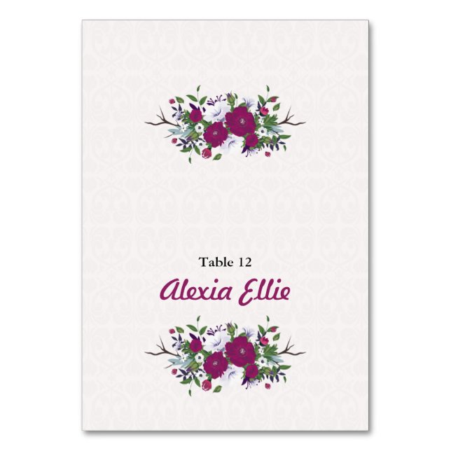 Cartão de lugar para Mesa de casamento (Frente)