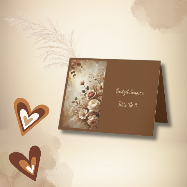 Cartão de lugar para um único convidado com floral (Criador carregado)