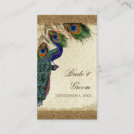 Cartão De Lugar Peacock & Feather Vintage Dourado Olhar, Cabeça