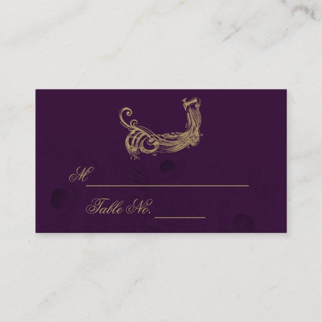 Cartão De Lugar Peacock Regency in Purple Wedch Place Card (Frente)