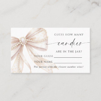 Cartão De Lugar Pearl and Bow How Many Candies Shower Game card