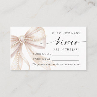 Cartão De Lugar Pearl and Bow How Many Kisses Shower Game card