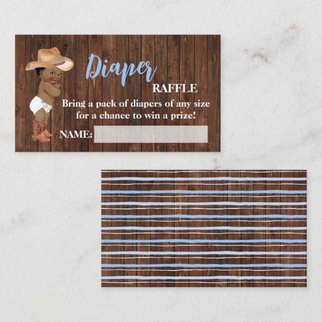 Cartão De Lugar Pequena Fralda de cowboy Raffle Chá de fraldas (Frente/Verso)