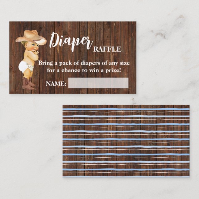 Cartão De Lugar Pequena Fralda de Vaqueiro Chá de fraldas de Bilhe (Frente/Verso)