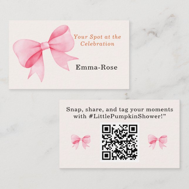 Cartão De Lugar Pequeno Chá de fraldas de Abóbora - Queda do Arco  (Frente/Verso)