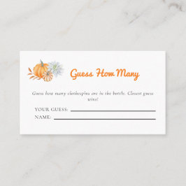 Cartão De Lugar Pequeno Chá de fraldas Pumpkin Adivinha Quantos Jo