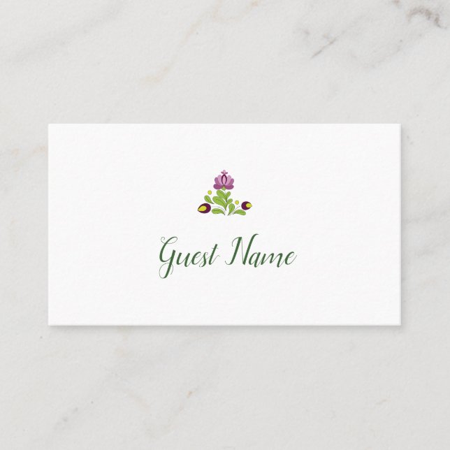 Cartão De Lugar Personalized Folk Floral Wedding Place Card (Frente)