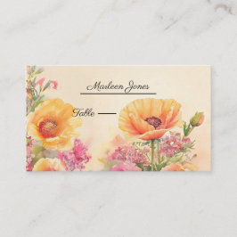 Cartão De Lugar Pêssego Elegante E Casamento Floral Rosa