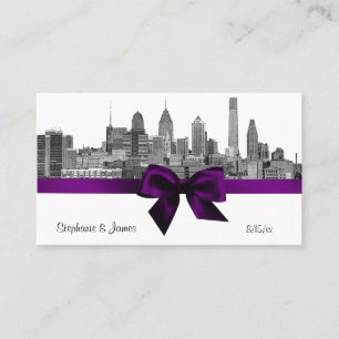 Cartão De Lugar Philadelphia Skyline Etch BW Placas De Lugar Roxo