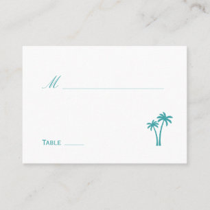 Cartão De Lugar Placa de Casamento de Palmeiras - Branco/Aqua