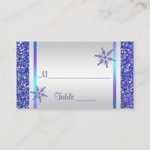 Cartão De Lugar Placa de Colocação de Quinceanera, Flocos de Neve
