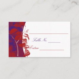 Cartão De Lugar Placa de Design de Folha Vermelha e Roxa