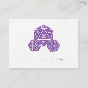 Cartão De Lugar Placa de Local de Casamento de Dice D20 Roxo