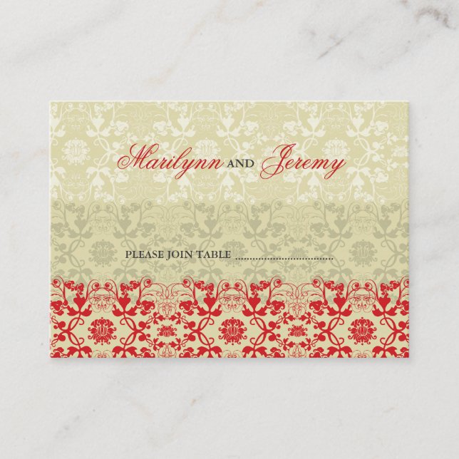 Cartão De Lugar Placa de local de escolta personalizada das mancha (Frente)