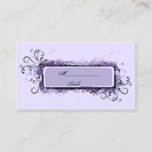 Cartão De Lugar Placa de Local Floral de Casamento Abstrato Roxo