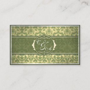Cartão De Lugar Placa de lugar do Casamento tema damasco Verde Vin