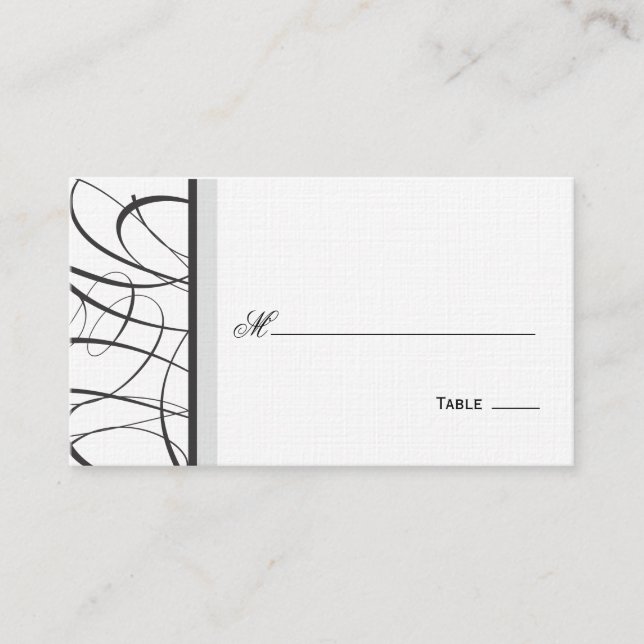 Cartão De Lugar Placa de Mesa/Lugar Elegante - Preto (Frente)