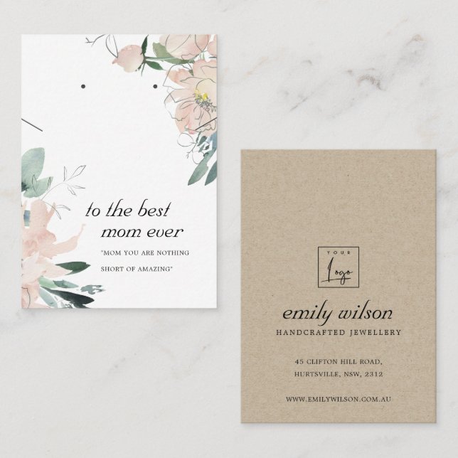 CARTÃO DE LUGAR PLACA DE OUVIMENTO DE PRESENTE DE MOM FLORAL DE PI (Frente/Verso)