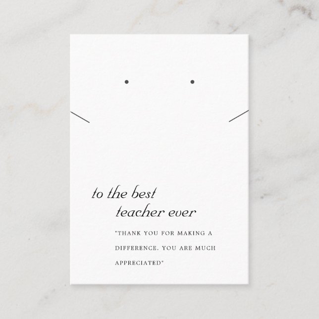 CARTÃO DE LUGAR PLACA DE OUVIMENTO DE PRESENTE NECKLACE DE PROFESS (Frente)