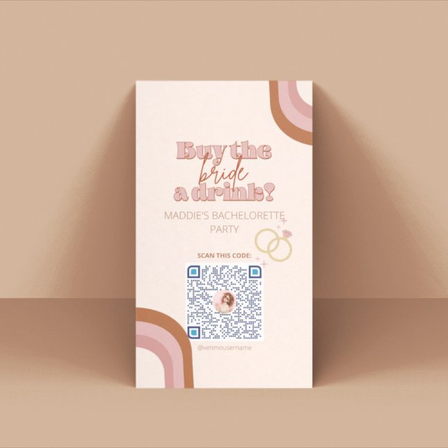 Cartão De Lugar Placa QR Venmo de Festa de solteira Retroativa (Criador carregado)