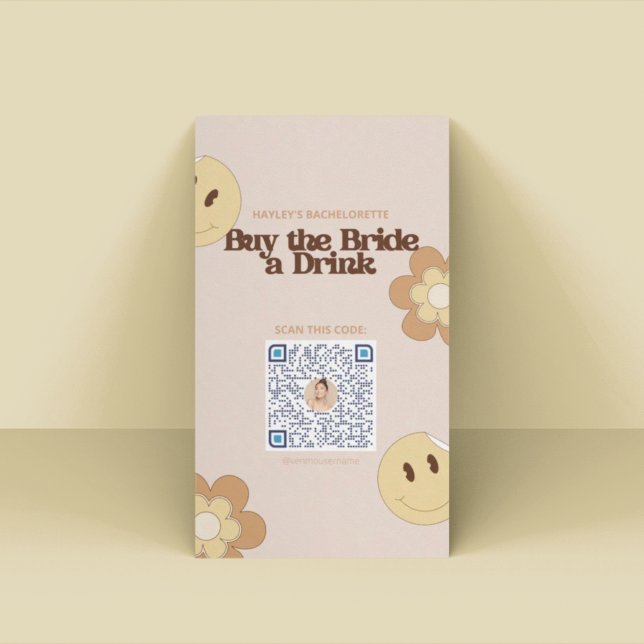 Cartão De Lugar Placa QR Venmo de Festa de solteira Retroativa (Criador carregado)