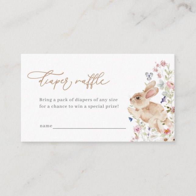 Cartão De Lugar Placa Raffel de Fralda Chá de fraldas Coelho de pr (Frente)