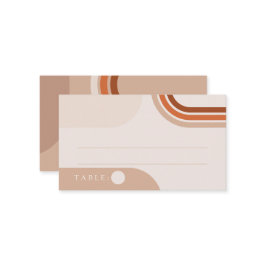 Cartão De Lugar Placas Boho Abstrato Beige Place