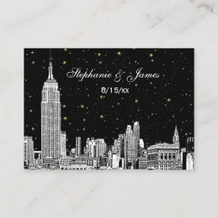 Cartão De Lugar Placas Coloridas NYC Skyline Starry DIY BG