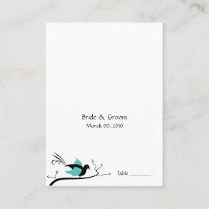 Cartão De Lugar Placas de Casamento de Aves de Amor Azul