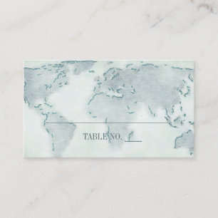 Cartão De Lugar Placas de Casamento do Mapa Mundial de Aquarela