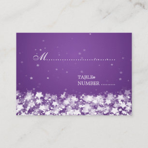 Cartão De Lugar Placas de Casamento Estrelas Enlouquecendo Roxo