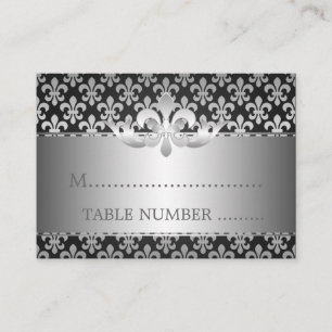 Cartão De Lugar Placas de Casamento Fleur De Lis Black