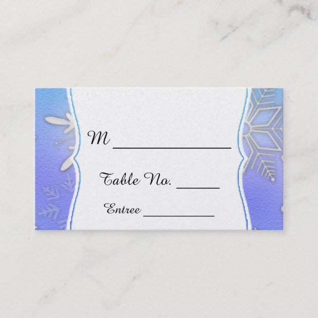 Cartão De Lugar Placas de casamento no inverno de Colchete de Neve (Frente)