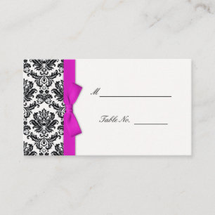 Cartão De Lugar Placas de Casamento tema damasco rosa-quente
