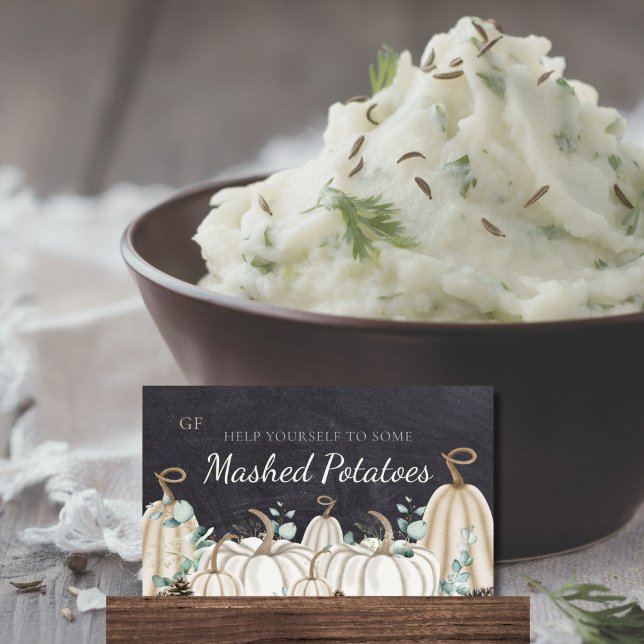 Cartão De Lugar Placas de catering de catering para eventos de out (Modern Elegant Farmhouse Theme Dish Placecards for Thanksgiving Fall Autumn Gluten Free Vegan Marker)