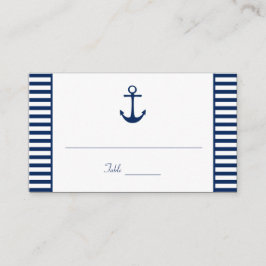 Cartão De Lugar Placas de marinho Azul-Branco com faixas náuticas