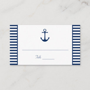 Cartão De Lugar Placas de marinho Azul-Branco com faixas náuticas