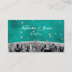 Cartão De Lugar Placas Douradas de Star Place Etch NYC Skyline 2 T