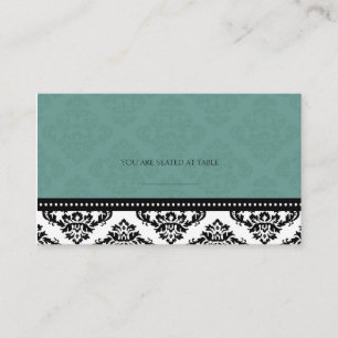 Cartão De Lugar Placas para Casamento tema damasco Teal