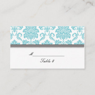 Cartão De Lugar Placas para Casamento tema damasco Turquoise
