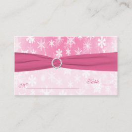 Cartão De Lugar Placas para flocos de neve, rosa e branco
