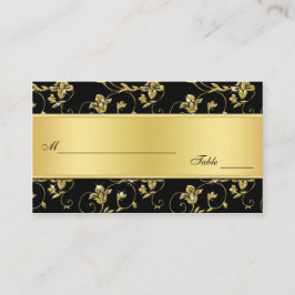 Cartão De Lugar Placas planas de aspecto brilhante preto e Dourado