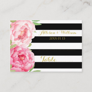 Cartão De Lugar Placas Reguladoras da Mesa Floral Cor-de-Rosa com
