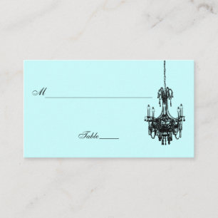 Cartão De Lugar Placecard de candelabro azul e preto