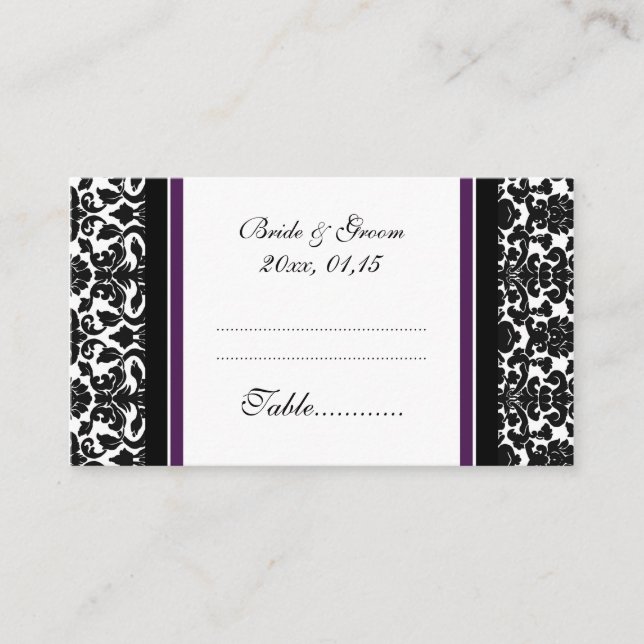 Cartão De Lugar Plum Casamento tema damasco Mesa Placas de configu (Frente)