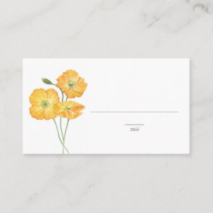 Cartão De Lugar Poppies de Aquarela Laranja Casamento Floral de Pr