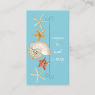 Cartão De Lugar Prateleiras tropicais Starfish Nautilus Summer